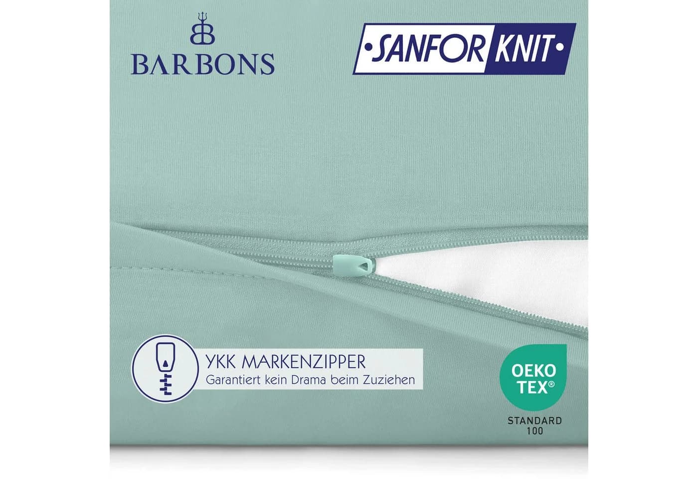 BARBONS Kissenbezug 2er-Set Grün 100% Baumwolle Jersey - Bild 4