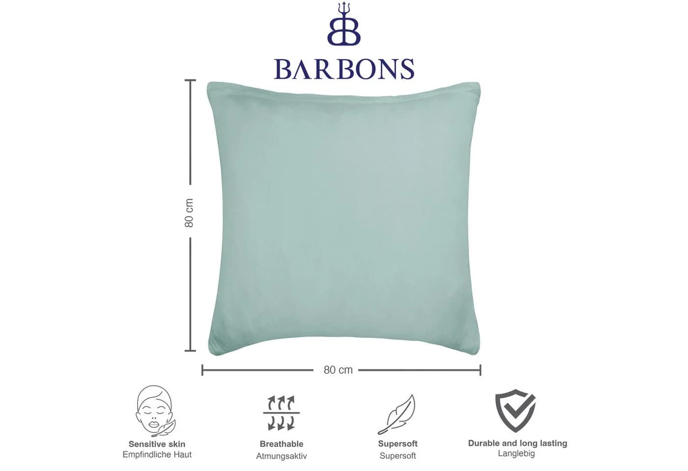 BARBONS Kissenbezug 2er-Set Grün 100% Baumwolle Jersey - Bild 5