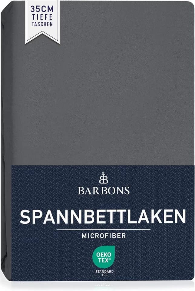 BARBONS Spannbettlaken Mikrofaser 35 cm Tiefe Dunkelgrau