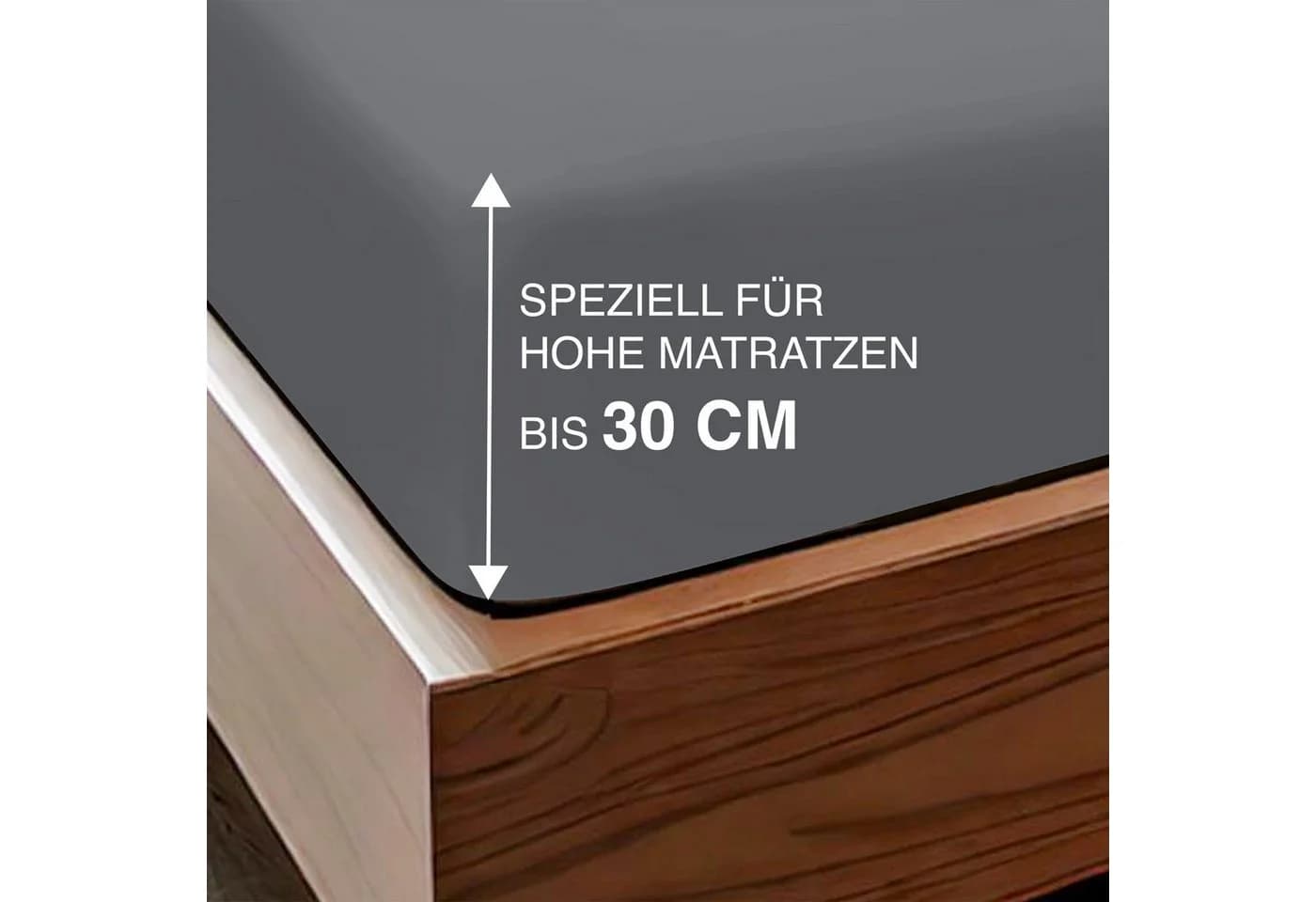 BARBONS Spannbettlaken Mikrofaser 35 cm Tiefe Dunkelgrau - Bild 5