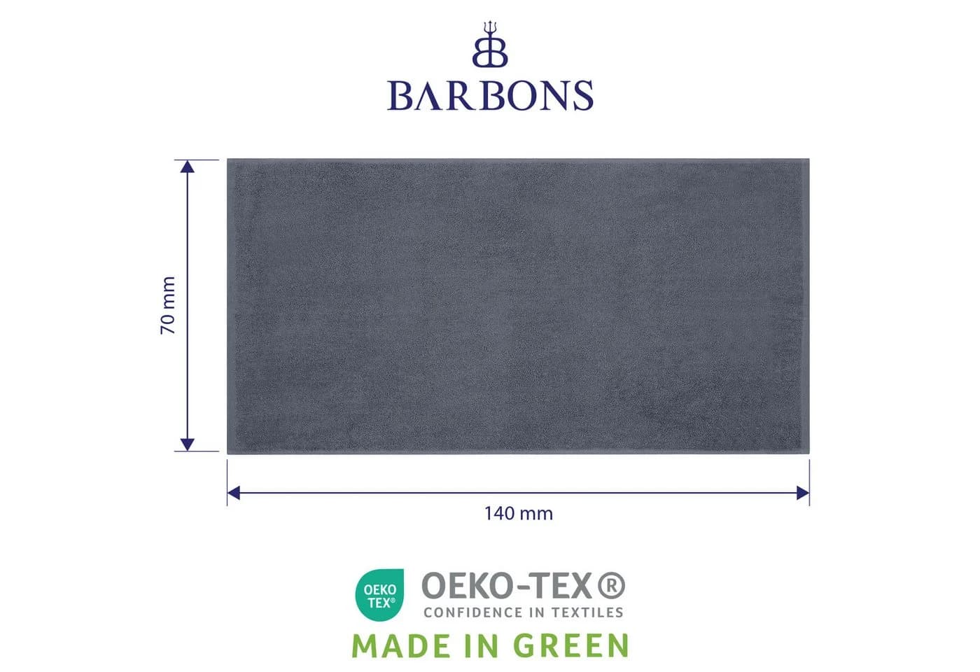 BARBONS Badetücher Set 4-tlg 70x140cm Grau Walkfrottee Baumwolle - Bild 4