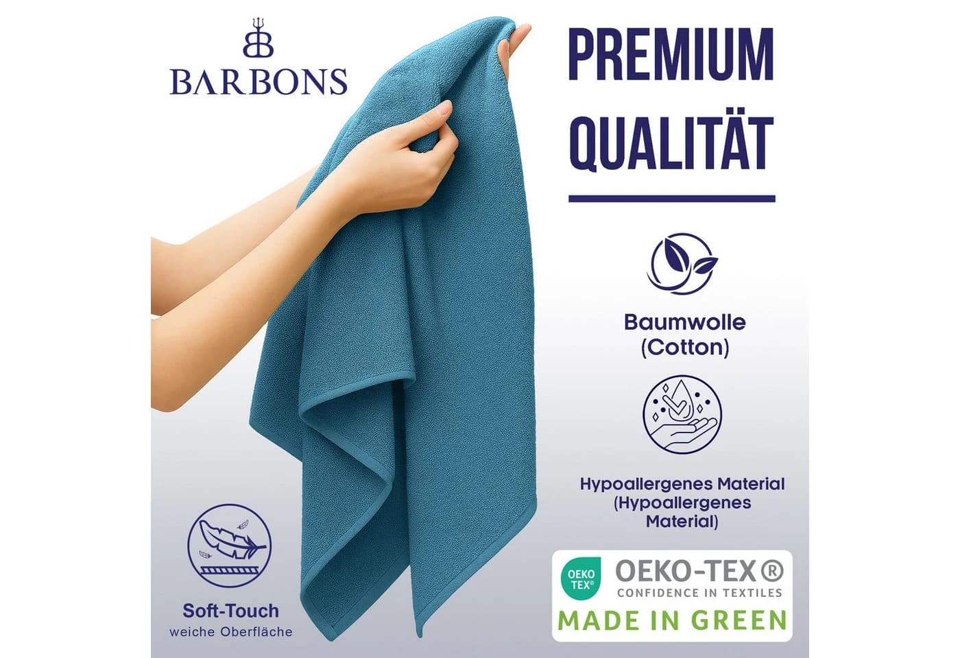 BARBONS Handtücher Set 8-tlg. 50 x 100 cm Baumwolle - Bild 3