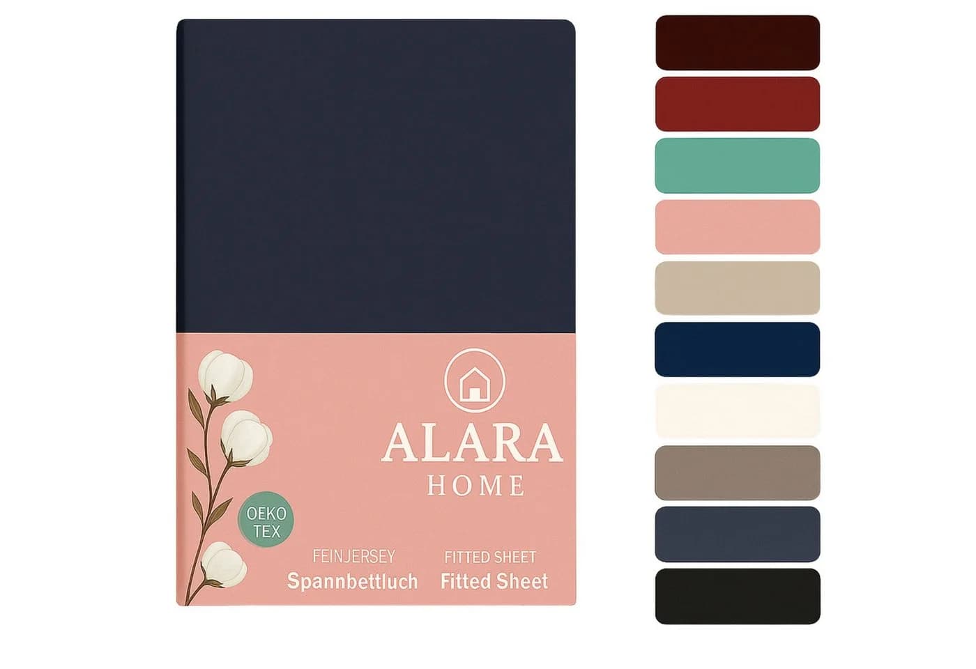 ALARA HOME Spannbettlaken 100% Baumwolle Jersey Navy - Bild 2