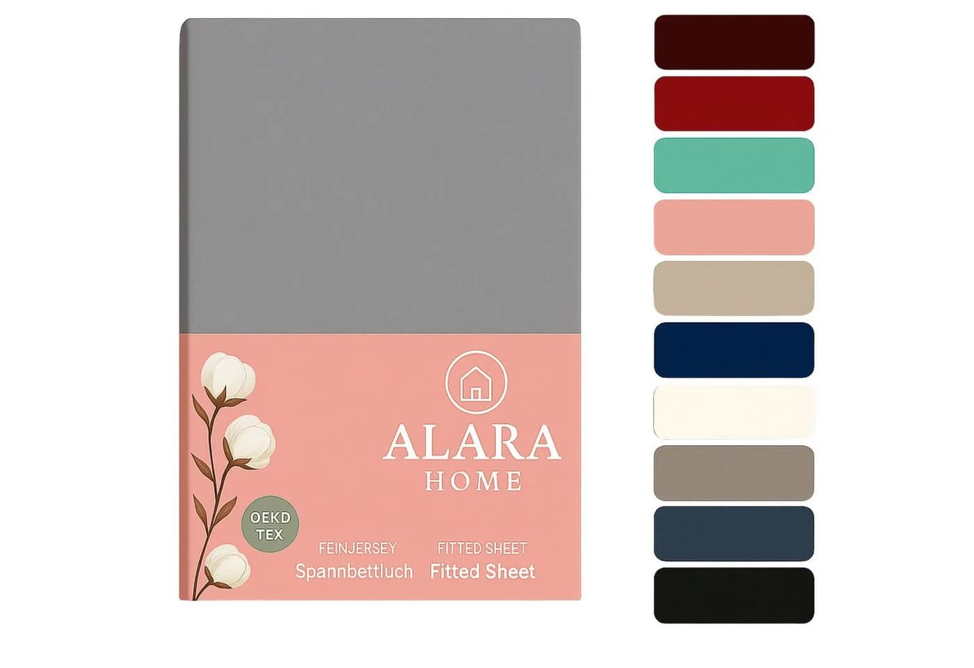ALARA HOME Spannbettlaken 100% Baumwolle Jersey Grau - Bild 2