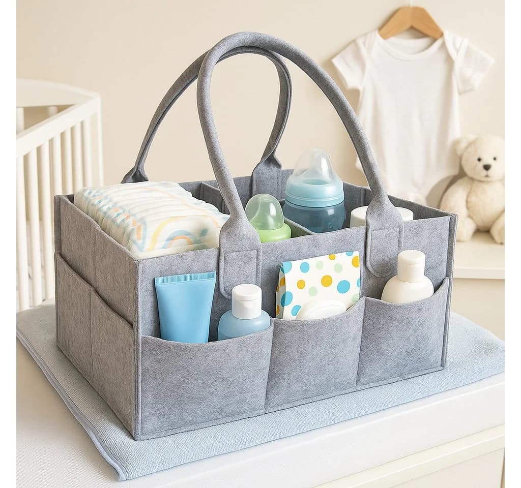 BLACKROCK Allzweckkorb Wickeltisch Organizer Filztasche Grau Multifunktional