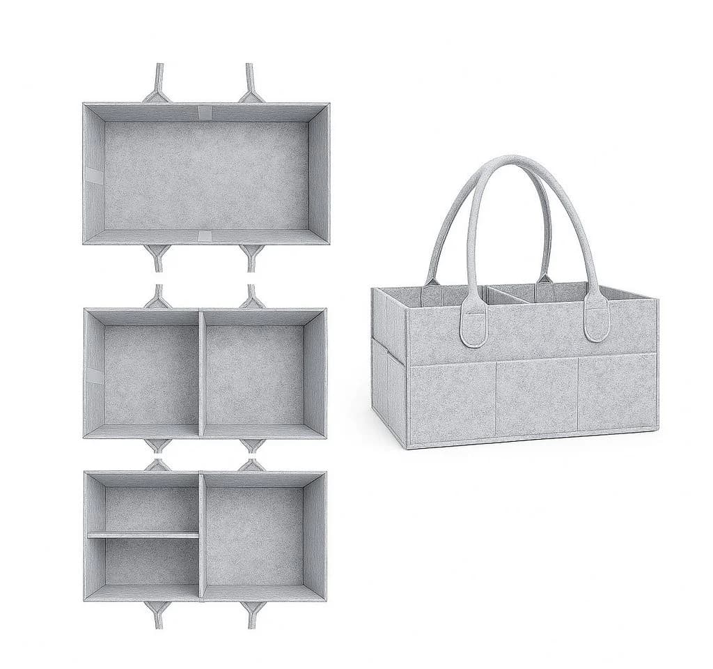 BLACKROCK Allzweckkorb Wickeltisch Organizer Filztasche Grau Multifunktional - Bild 5