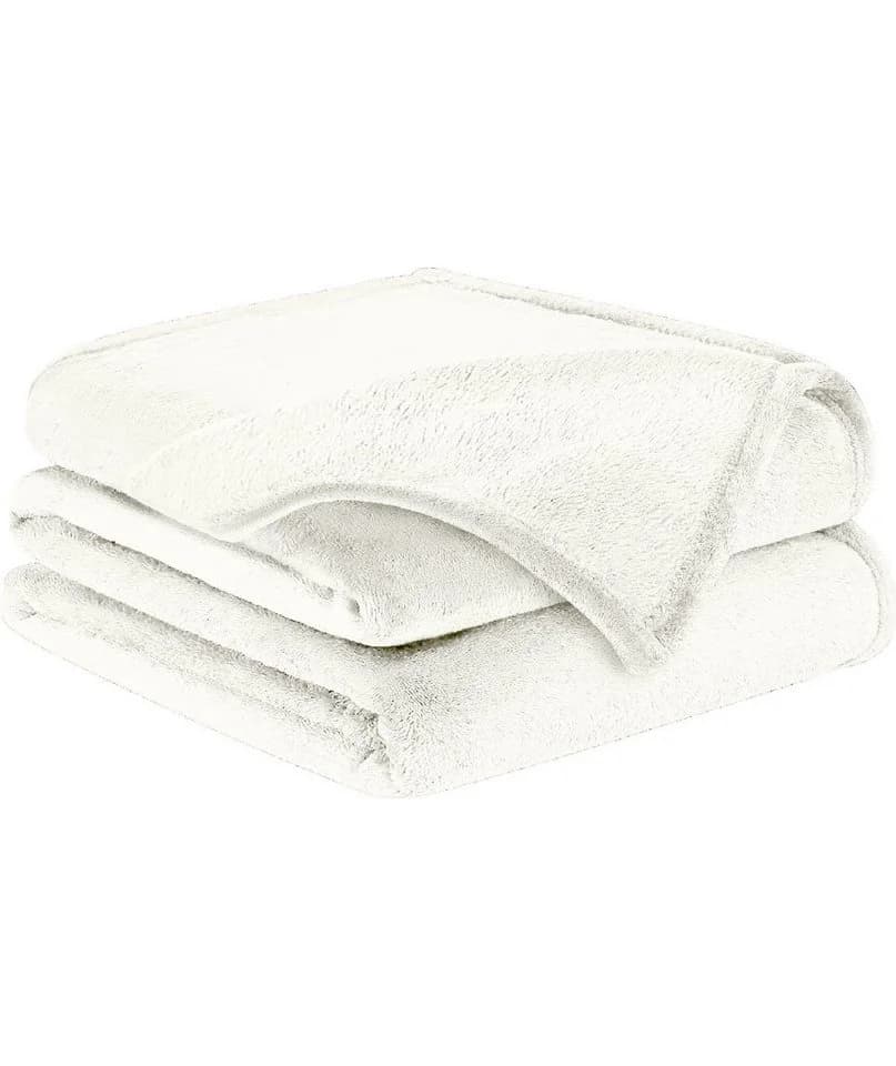 BARBONS Wohndecke Flauschige Kuscheldecke Weiß Polyester - Bild 2