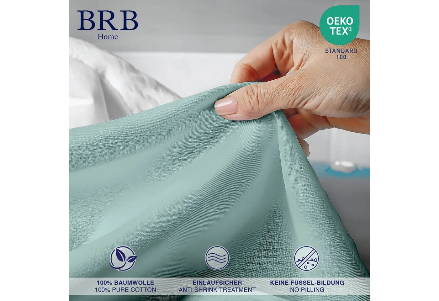BRB HOME Spannbettlaken Jersey Baumwolle Grün bis 27 cm - Bild 4