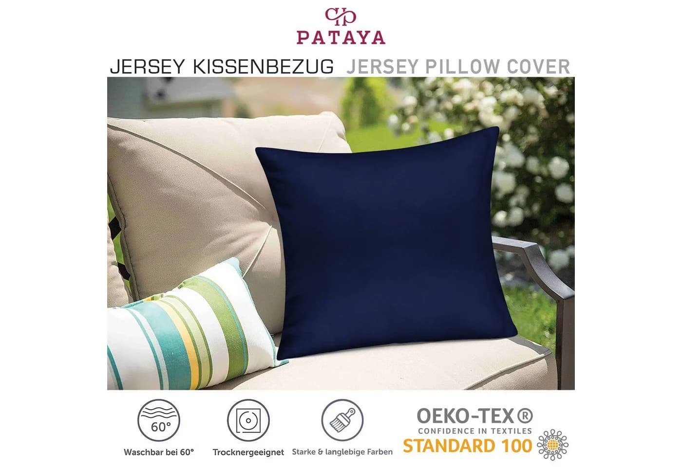 Pataya Kissenbezug 100% Baumwolle Jersey Blau 2er-Set - Bild 5