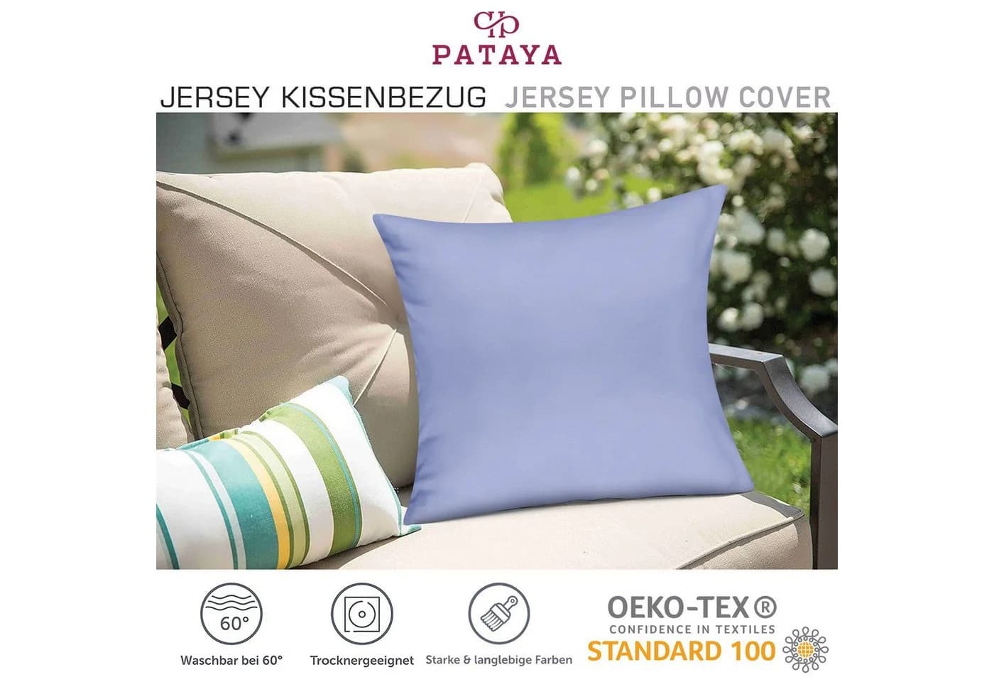 Pataya Kissenbezug 100% Baumwolle Jersey 2er-Set Blau - Bild 5