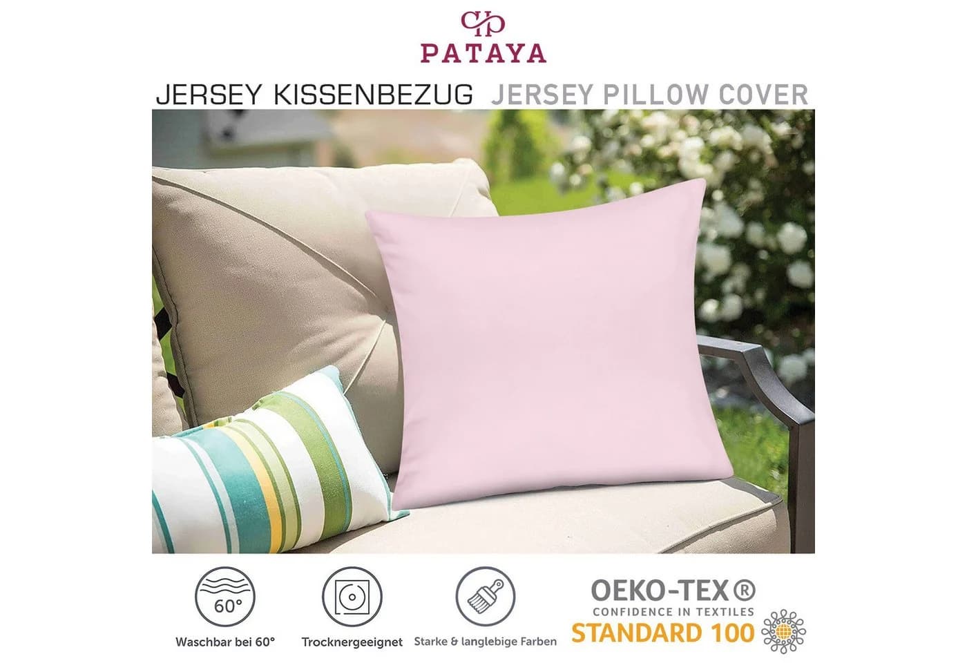 Pataya Kissenbezug 100% Baumwolle Jersey - Vielseitige Farben & Größen - Bild 5