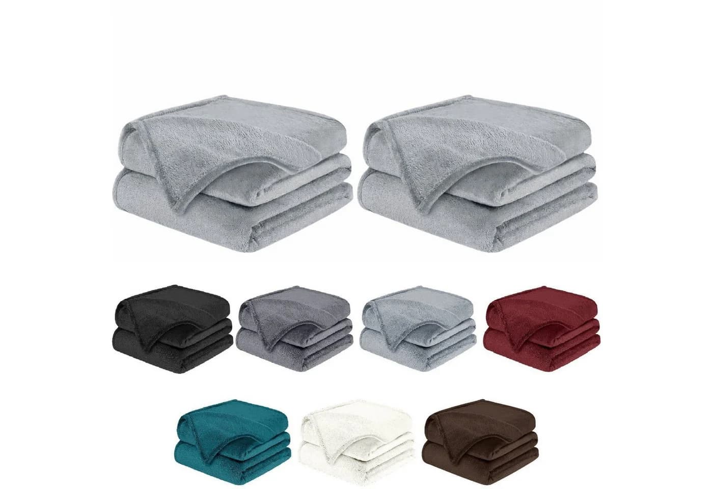 BARBONS Wohndecke Grau Flauschig 100% Polyester - Bild 2