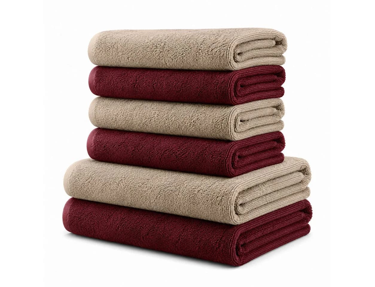 BRB HOME Handtuch Set 6-tlg. 100% Baumwolle Bordeaux/Taupe