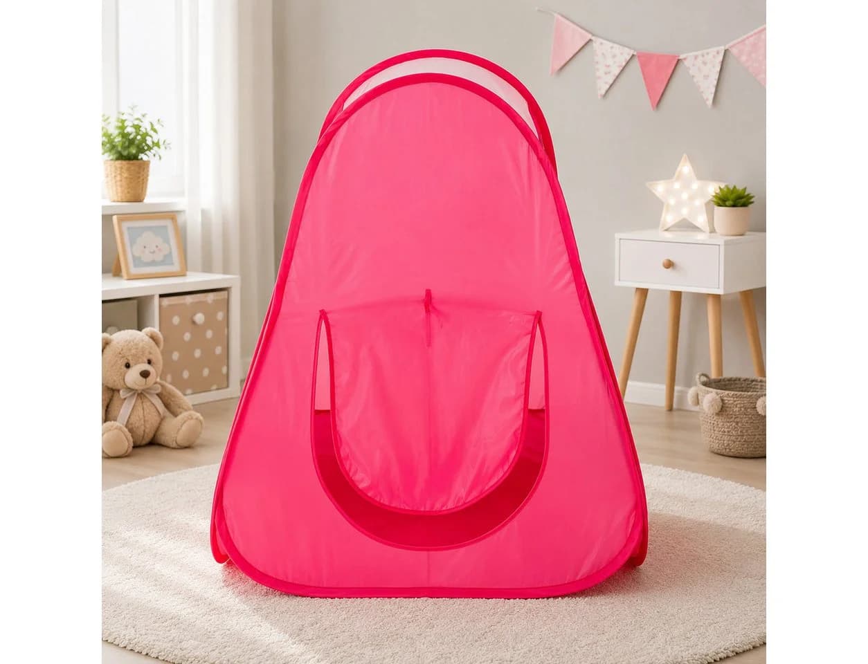 ALARA TOYS Spielzelt 3-in-1 Kinderzelt mit Würfel, Pyramide und Tunnel Rosa