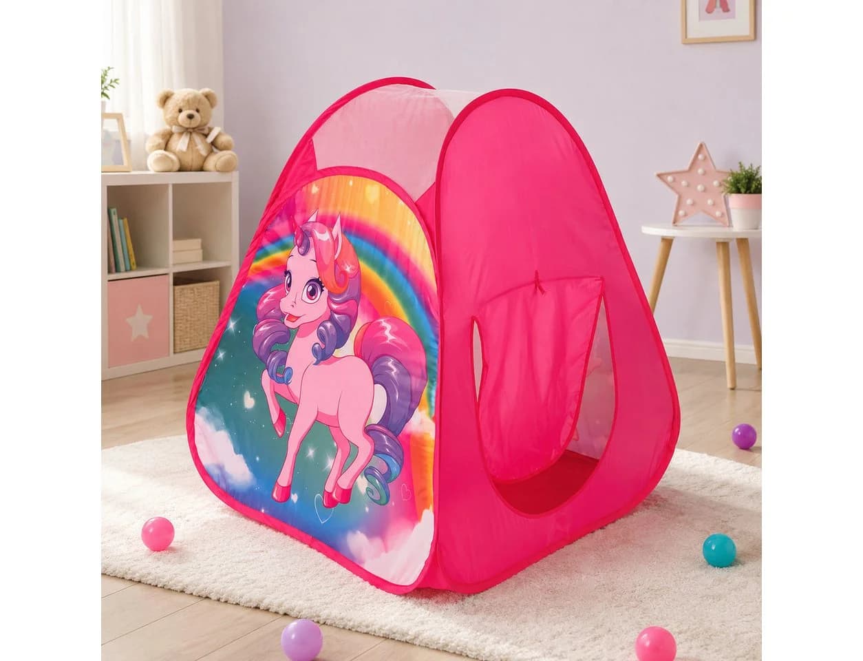 ALARA TOYS Spielzelt 3-in-1 Kinderzelt mit Würfel, Pyramide und Tunnel Rosa - Bild 2