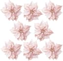 Creativ deco Weihnachtsbaumklammer Poinsettienblüte 8-tlg. Gold/Rosa Bild 2