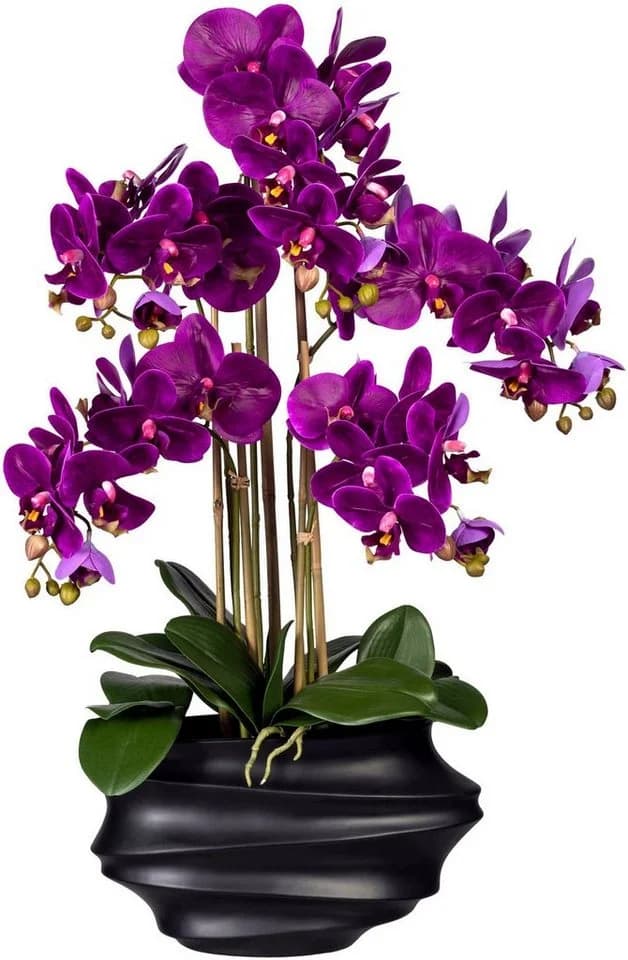 Creativ green Kunstorchidee Phalaenopsis Violett in Design-Kunststoffvase