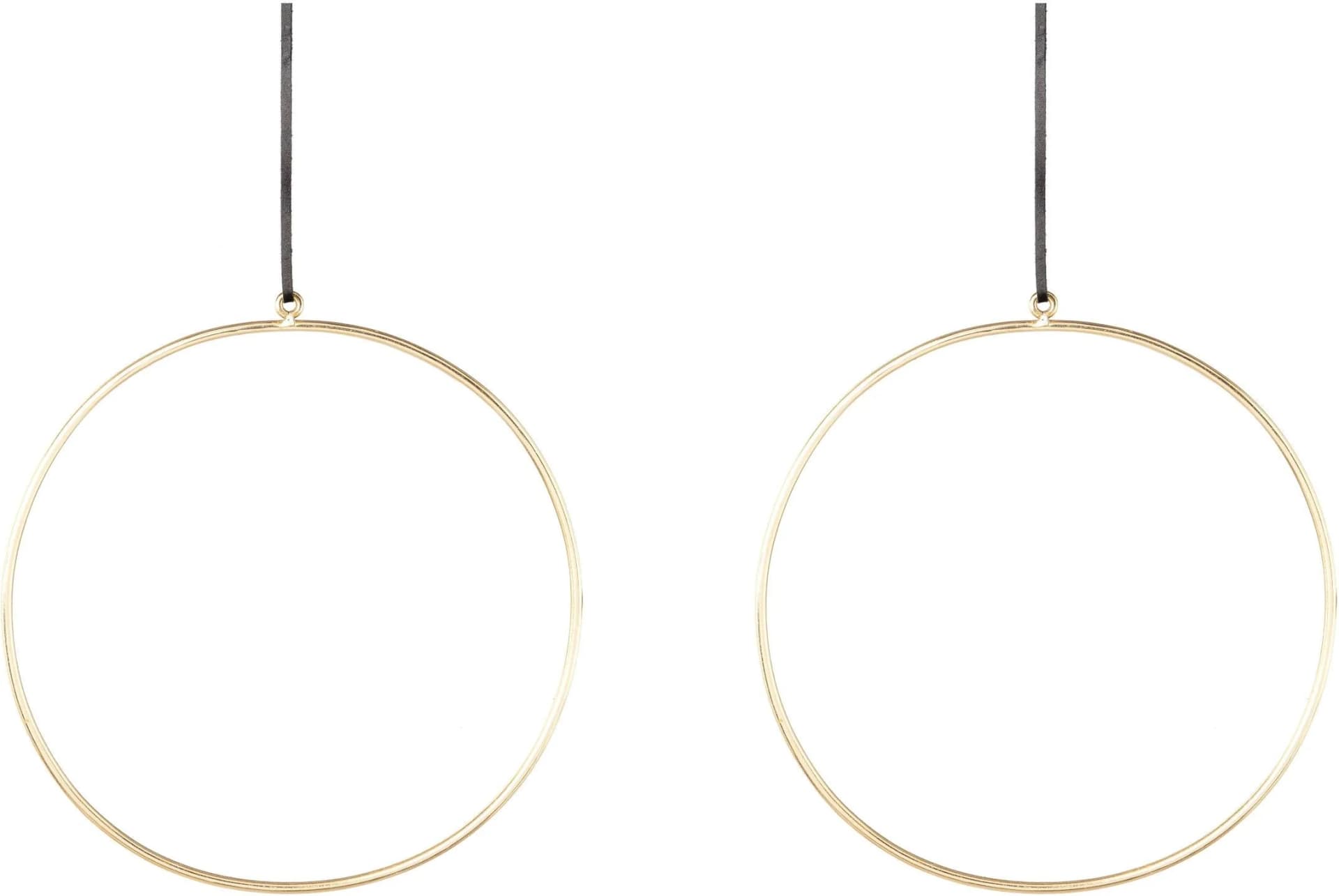 Dekohänger CREATIV DECO Gold Metallring mit Lederband Ø 30 cm