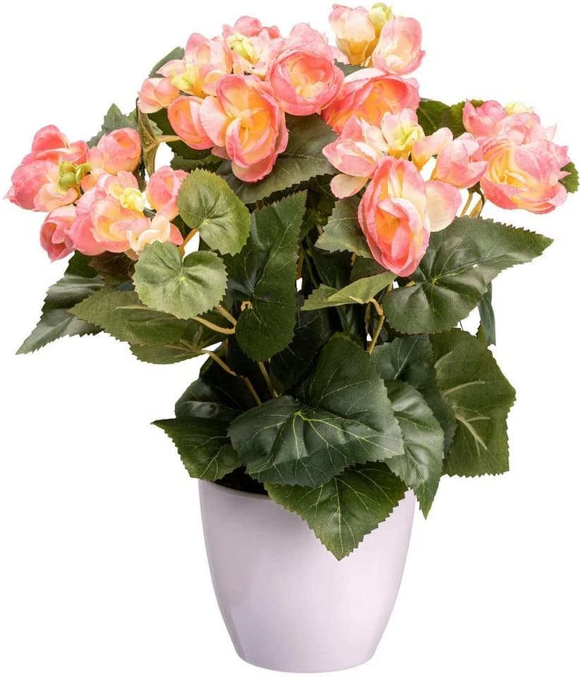 CREATIV GREEN Kunstblume Begonienbusch Rosa mit Topf