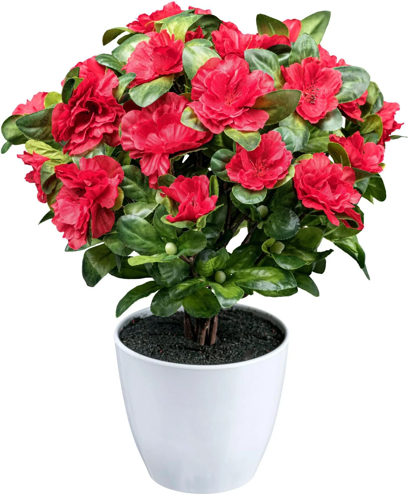 CREATIV GREEN Kunst-Azaleenbusch Rot mit weißem Topf