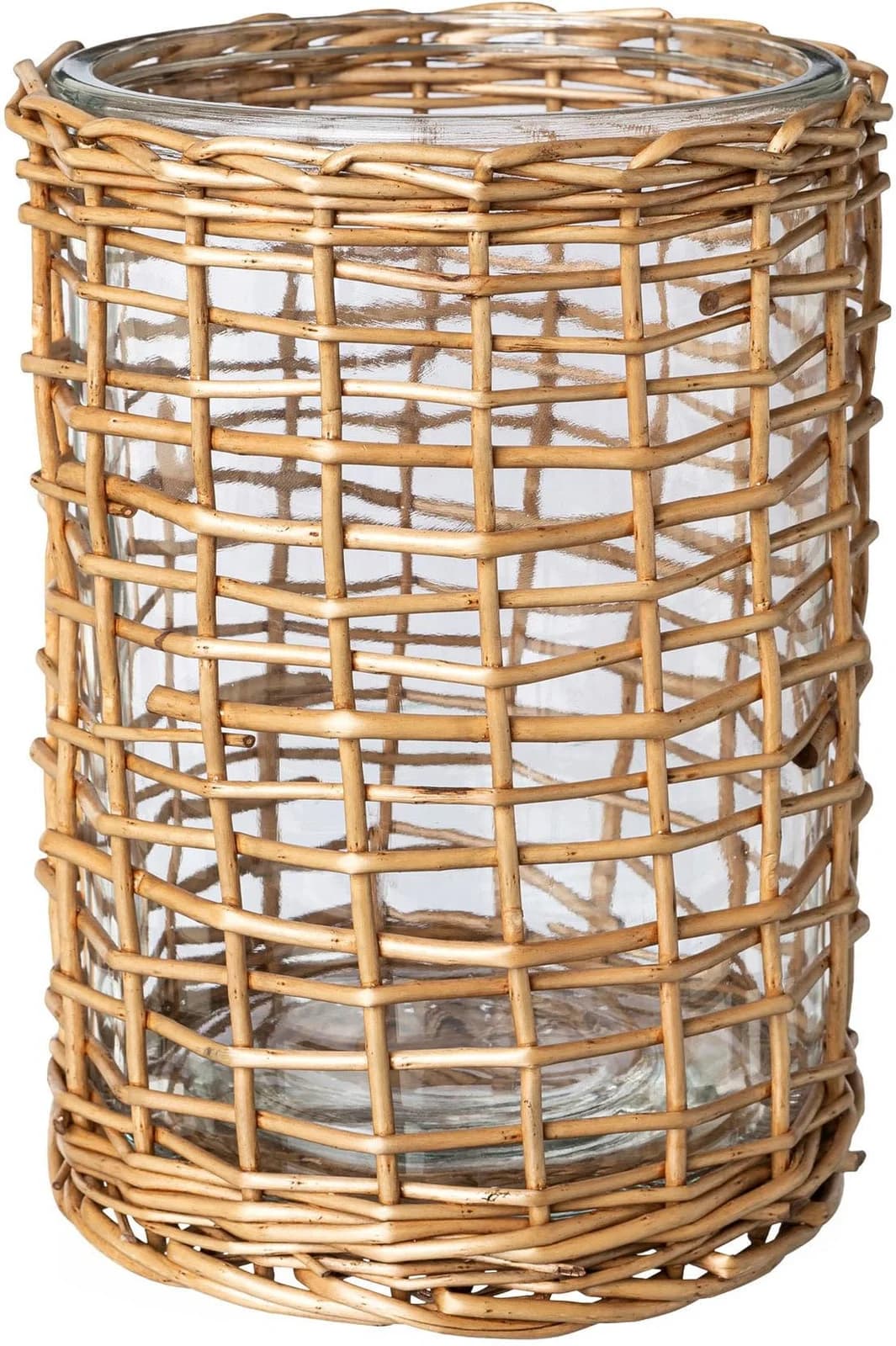 Elegantes Windlicht aus Glas und Holz