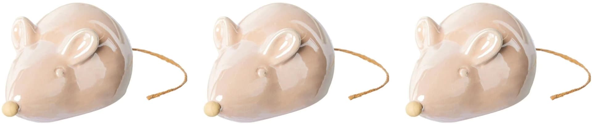Deko-Figur Maus Rosa 3-teiliges Set Keramik