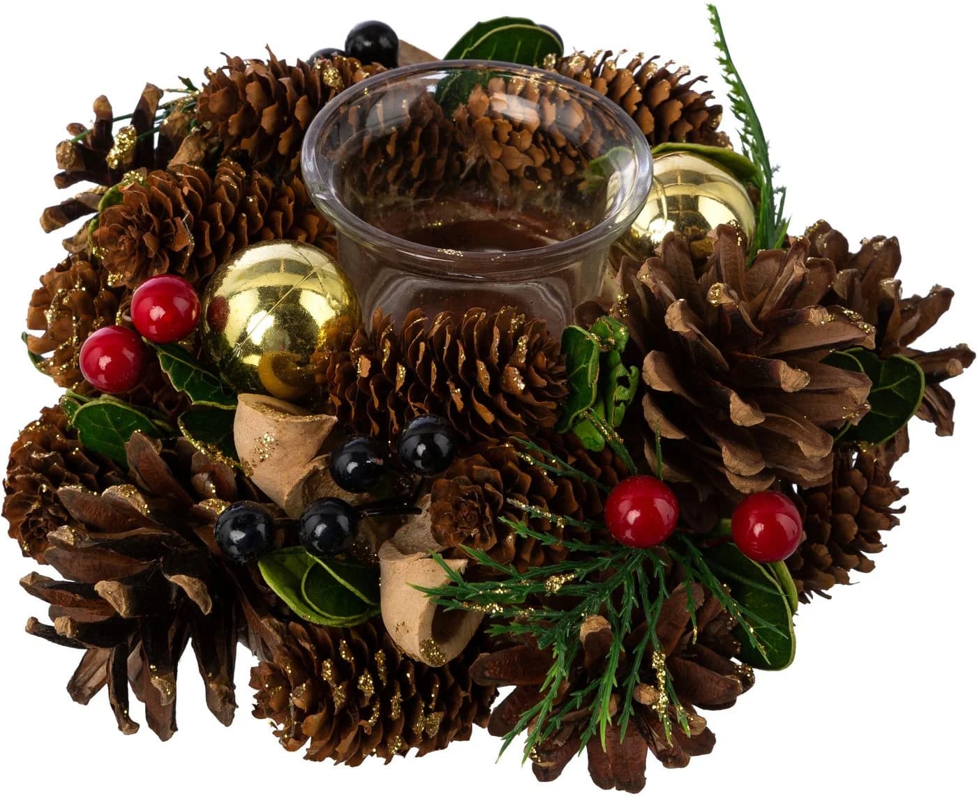 Creativ home Teelichthalter Adventsgesteck mit Glitzer 2er Set