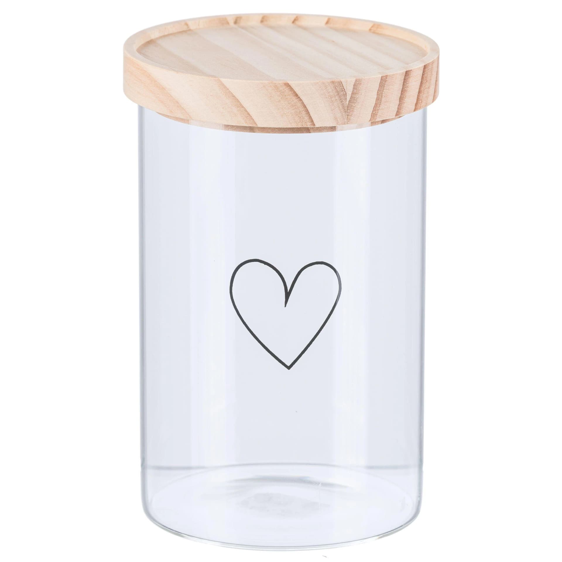 Vorratsdose HEART Glas Holz Silikon