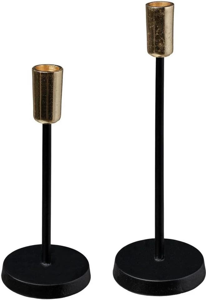 OTTO HOME Stabkerzenhalter Azlynn Schwarz-Gold Aluminium 2er Set - Bild 2
