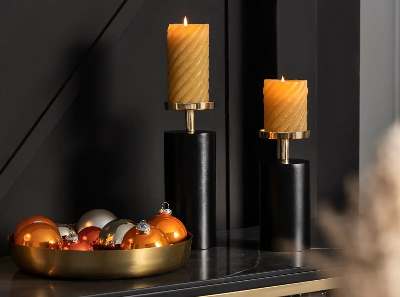 OTTO HOME Kerzenhalter Azlynn Schwarz-Gold Aluminium