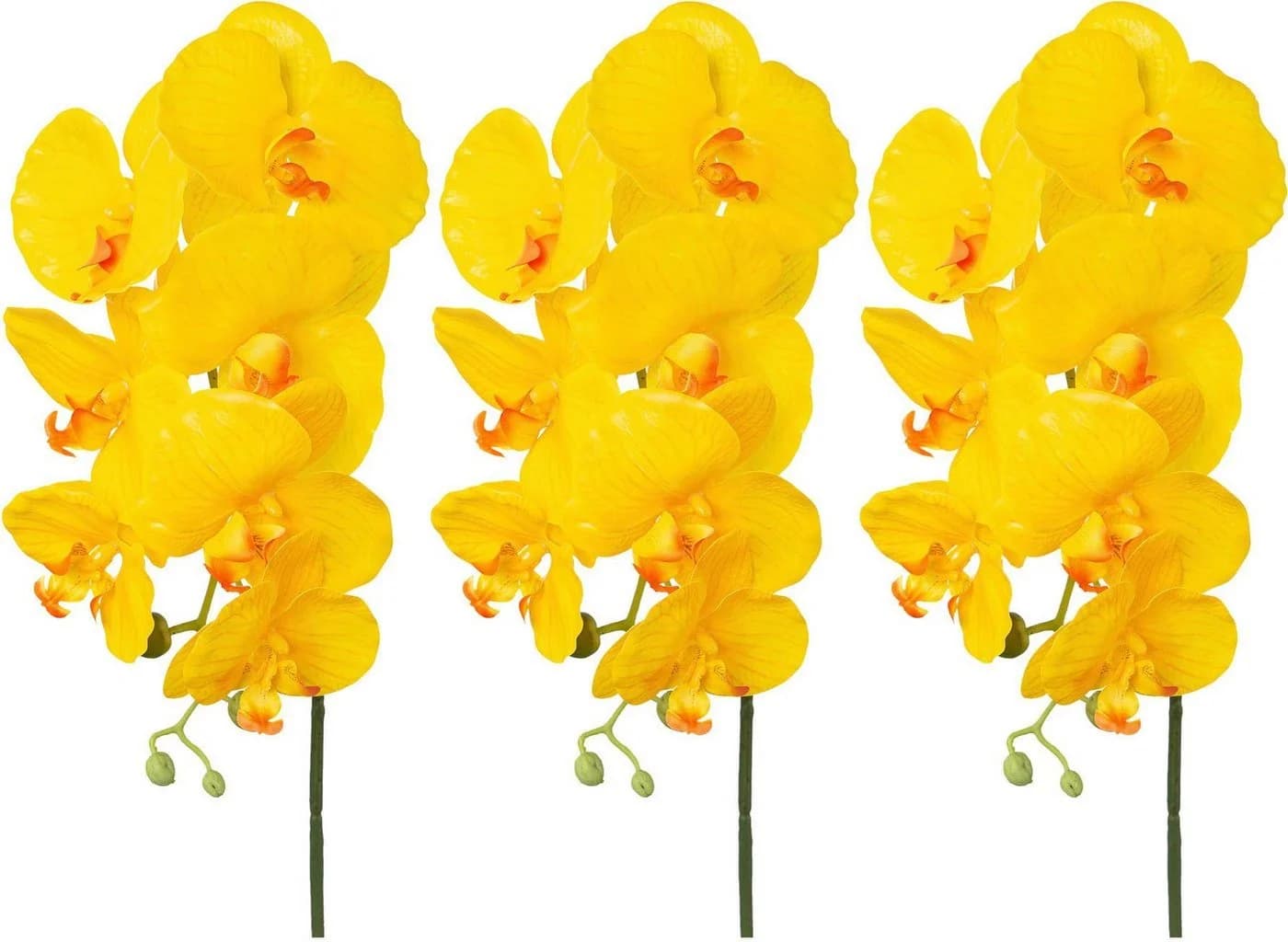 CREATIV GREEN Kunstorchidee Phalaenopsis 3er Set Gelb