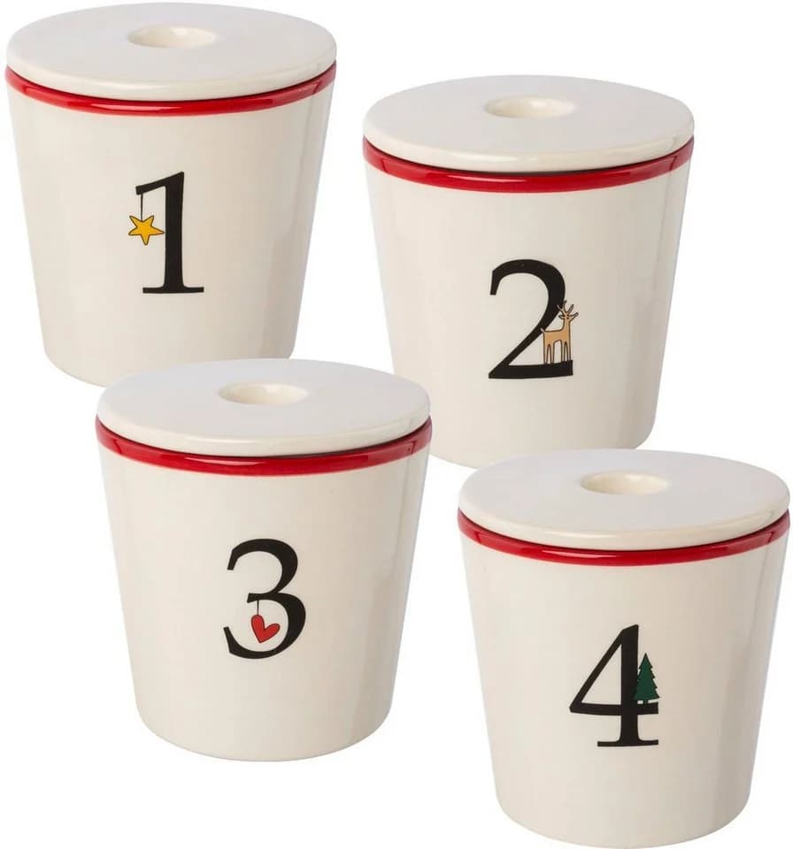 Kerzenhalter Set 4-tlg. Keramik weiß 10cm - Bild 2