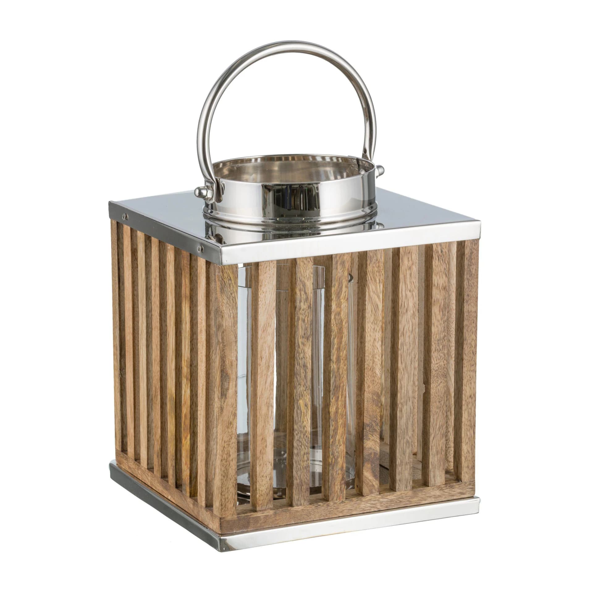 Laterne WOOD Holz Aluminium mit Henkel