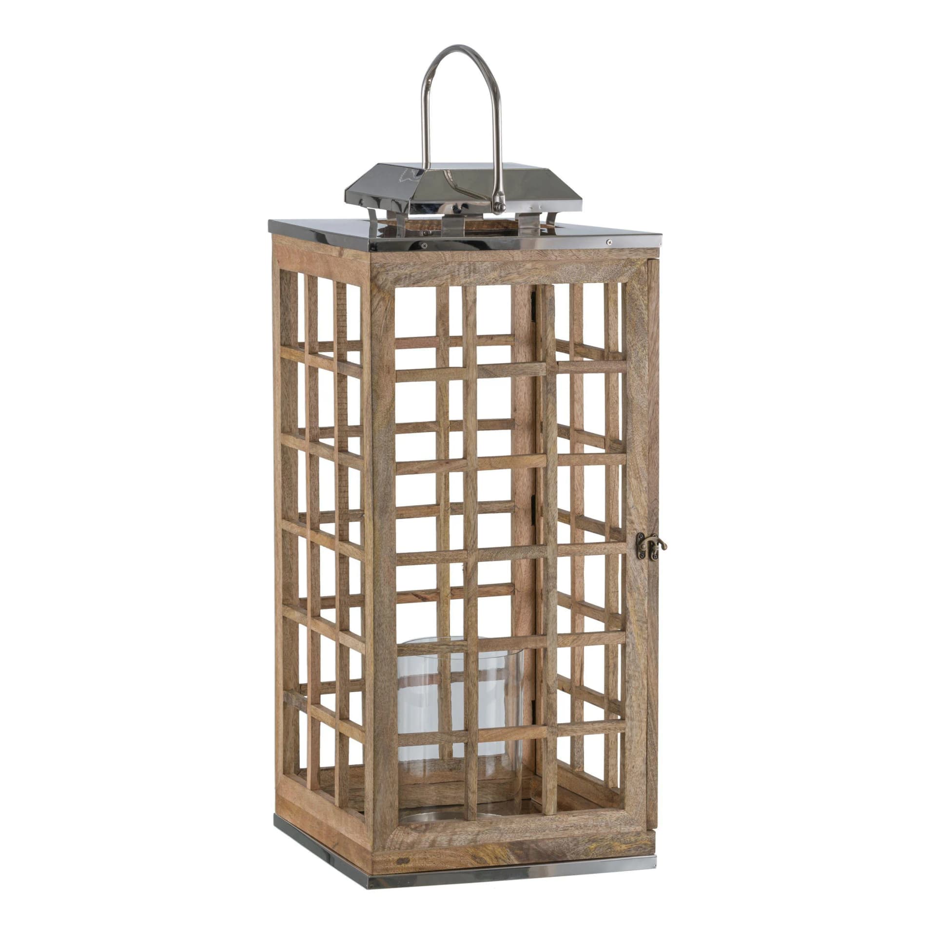 Laterne THE HOUZZ Braun Holz Aluminium