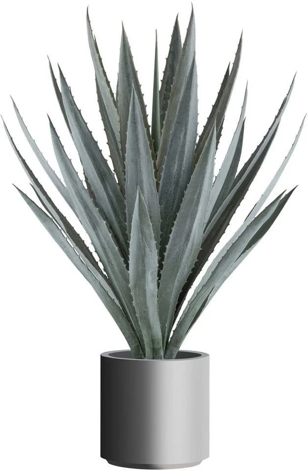 Creativ green Kunstpflanze Agave Sukkulente 110 cm mit grauem Topf