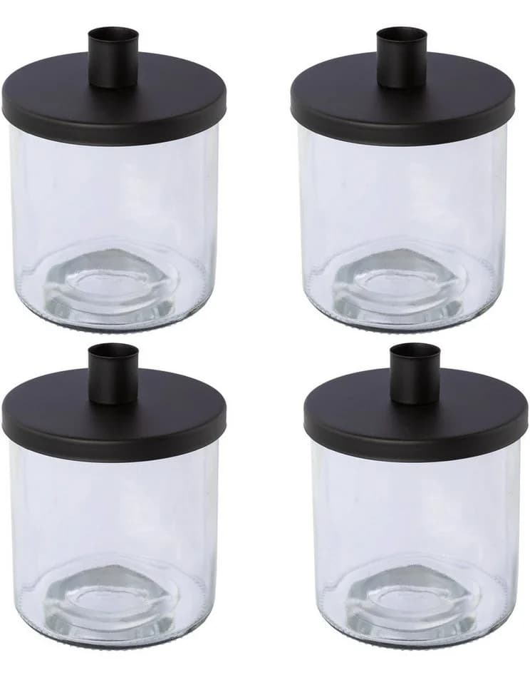 CREATIV HOME Kerzenhalter 4er Set Schwarz Glas Metall - Bild 2