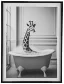 CREATIV HOME Leinwandbild Giraffe in Badewanne Schwarz Rahmen Bild 2