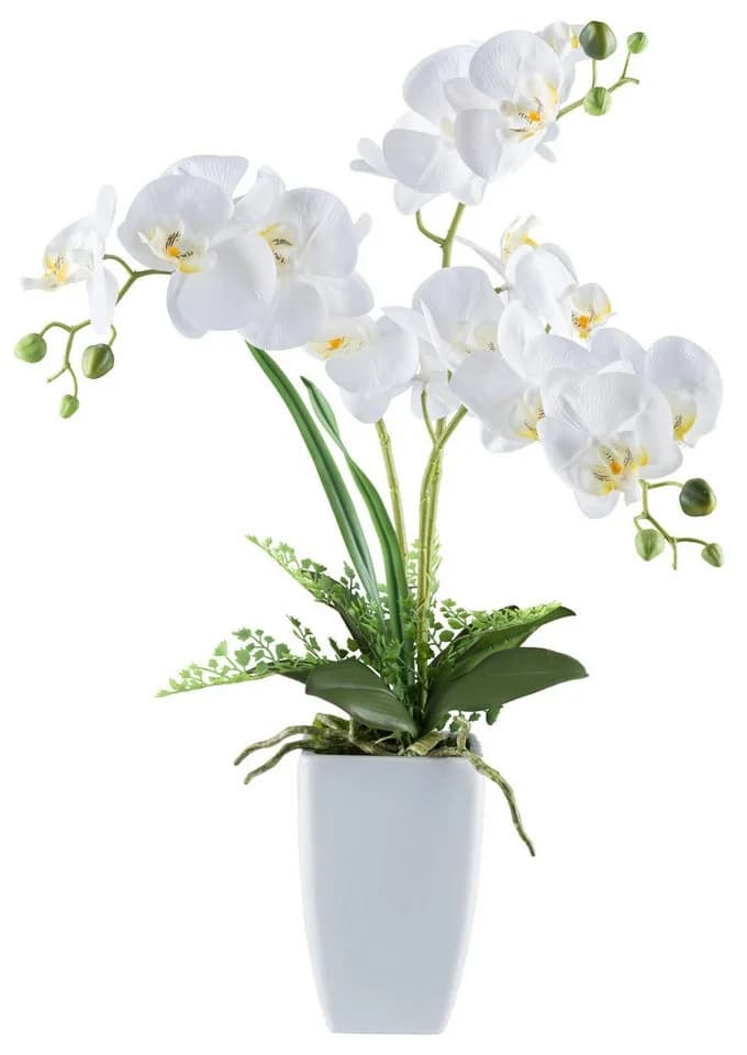 Dahlia Studios Kunstblume Orchidee in eleganter Vase ca. 60 cm Weiß