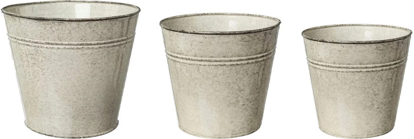 Creativ home Übertopf-Set 3-tlg. Metall Creme/Grau - Bild 2