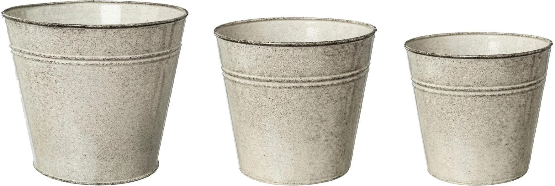 Creativ home Übertopf-Set 3-tlg. Metall Creme/Grau - Bild 5