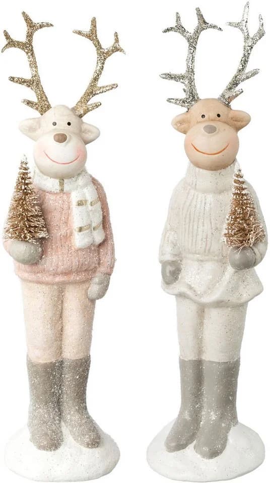 Creativ home Weihnachtsfigur Hirsch 2er Set mit Glitzer-Finish