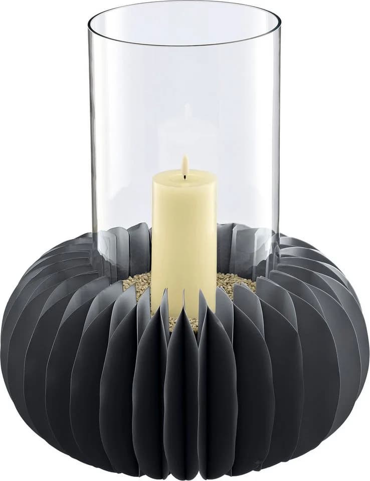 Creativ home Windlicht Schwarz Glas Papier Magnetverschluss - Bild 2