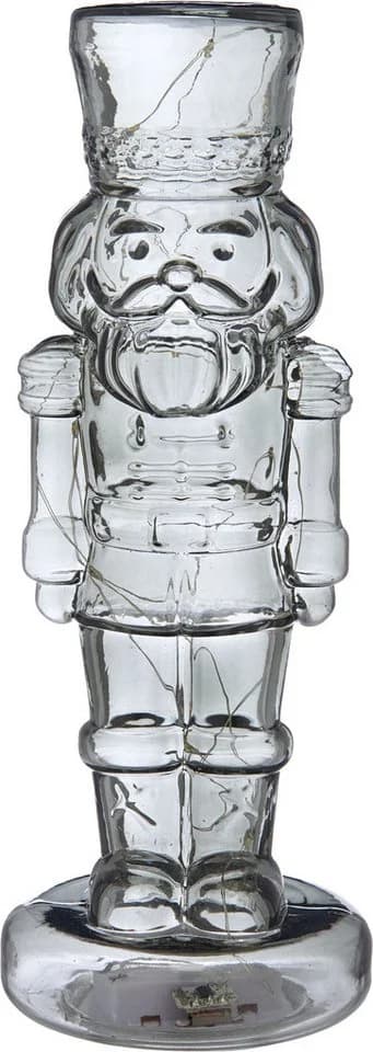 Creativ home LED Nussknacker Dekofigur Grau Glas mit Timer