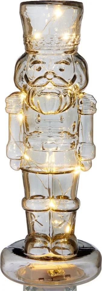 Creativ home LED Nussknacker Dekofigur Grau Glas mit Timer - Bild 2