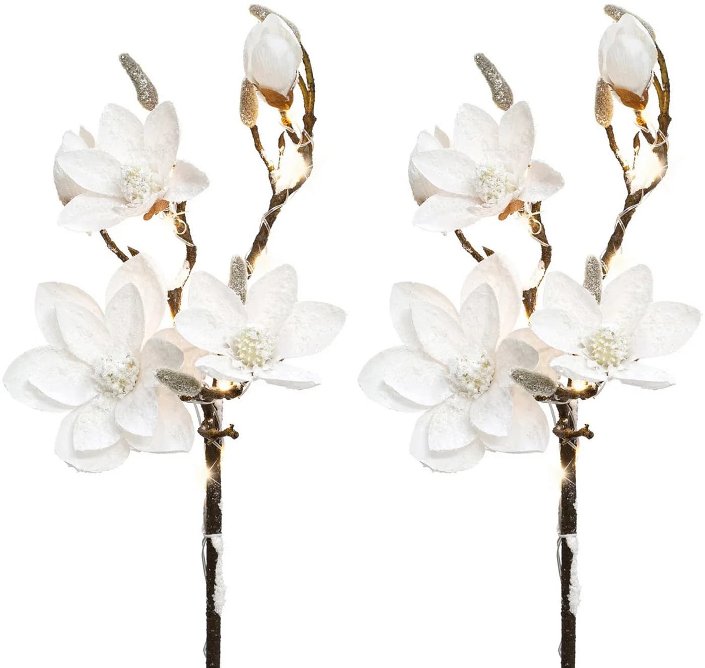 Kunstzweig Magnolie 2er Set Weiß LED Weihnachtsdeko - Bild 2
