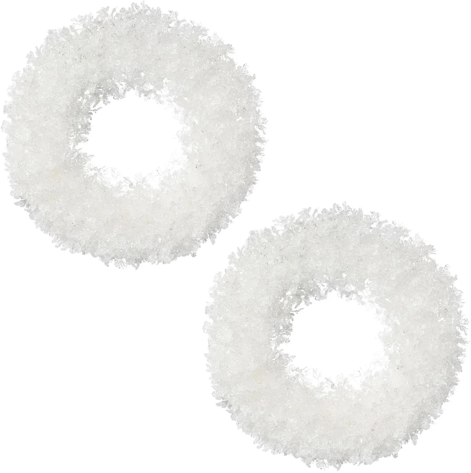 CREATIV DECO Dekokranz Weiß Frost-Optik 24cm