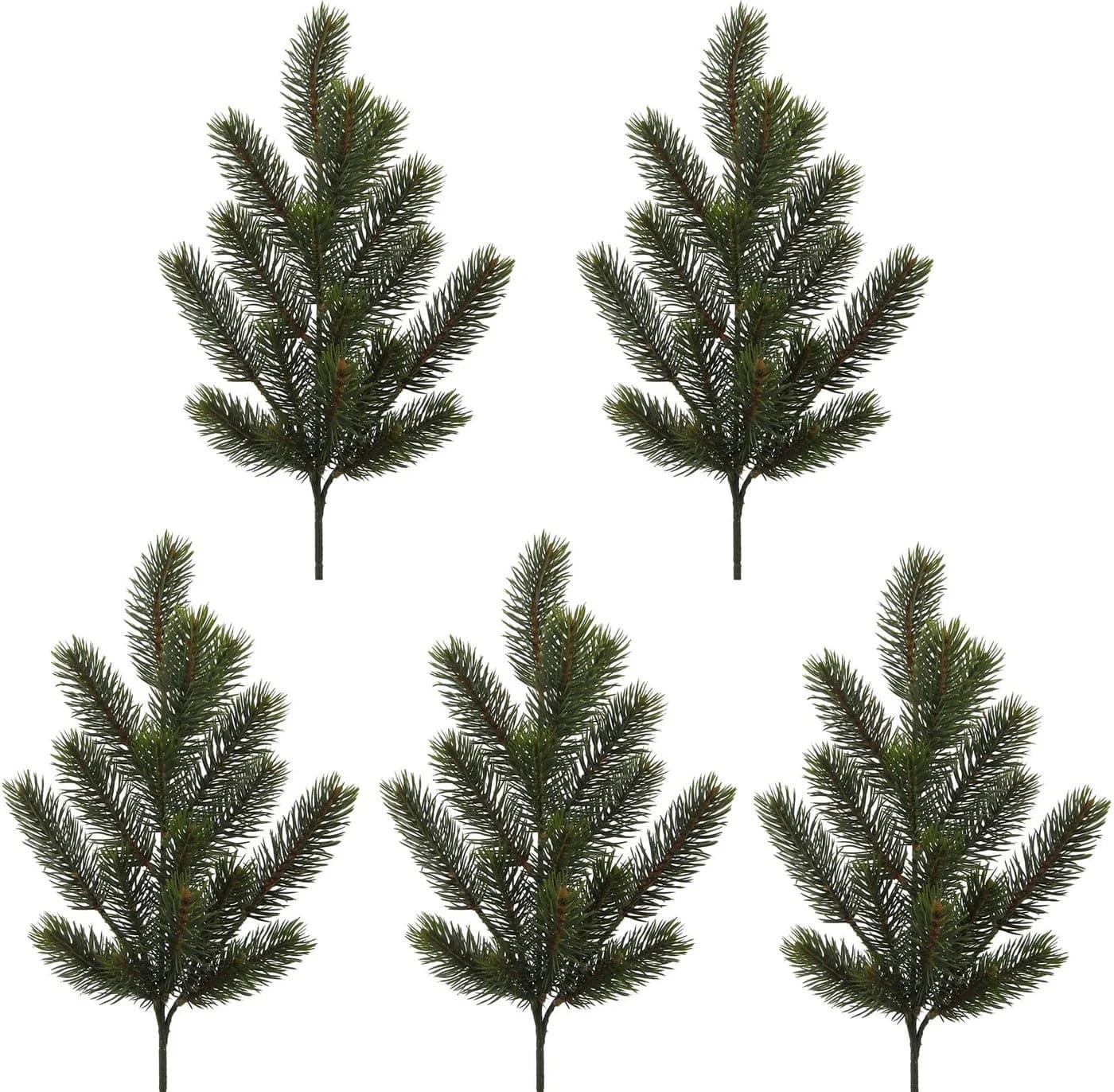 CREATIV DECO Tannenzweig Set 5-tlg. Grün Kunststoff Weihnachtsdeko