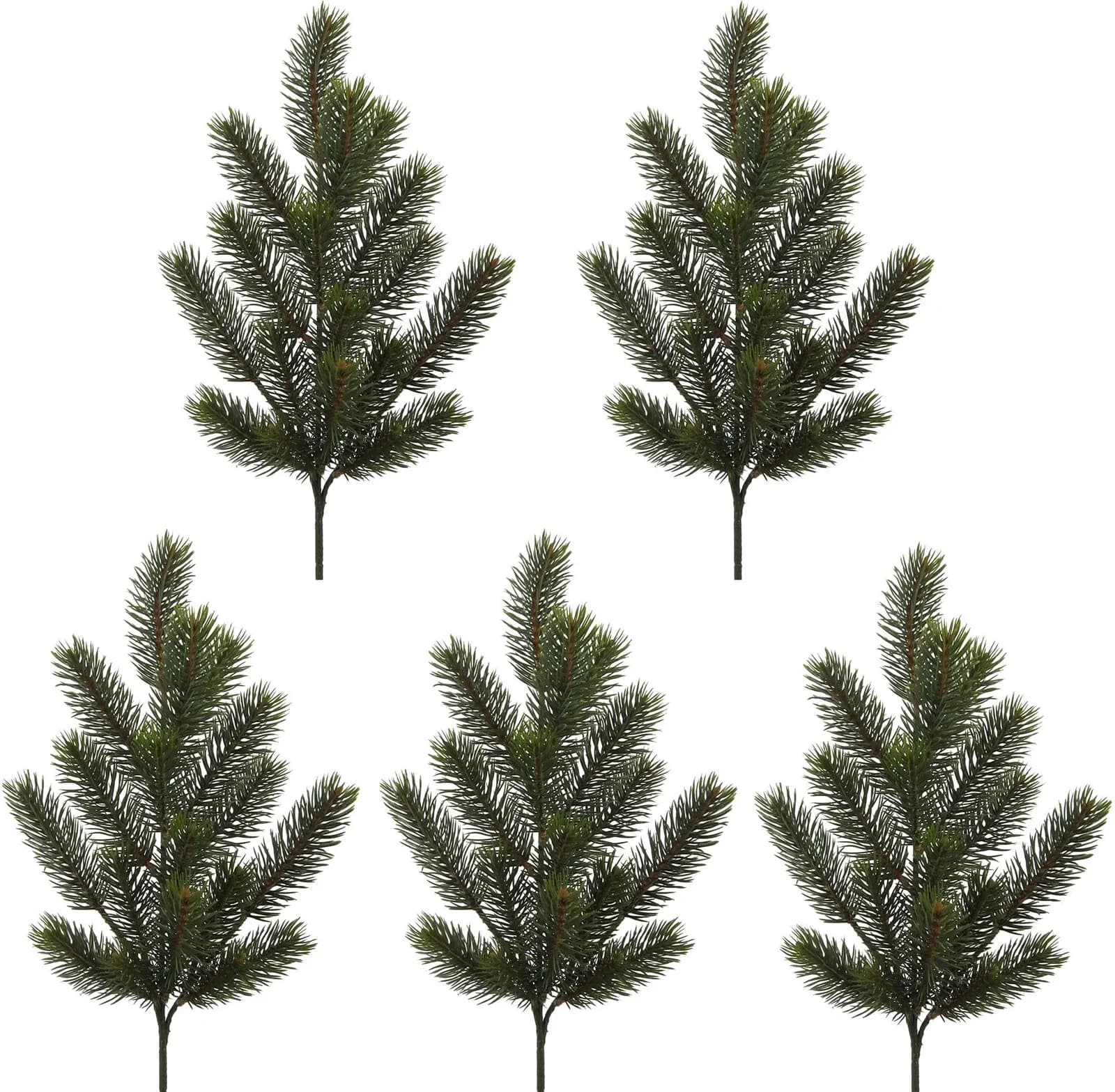 CREATIV DECO Tannenzweig Set 5-tlg. Grün Kunststoff Weihnachtsdeko - Bild 2