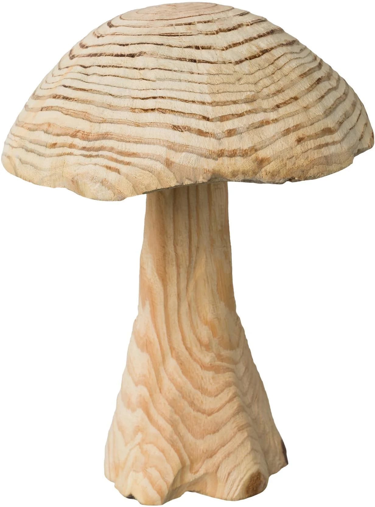 CREATIV DECO Deko-Pilz Beige Natur Tannenholz Weihnachten