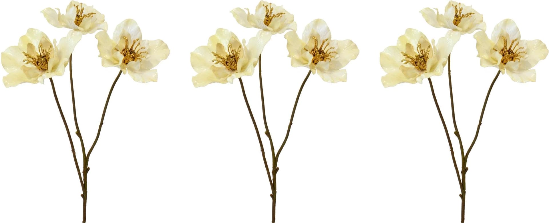 CREATIV GREEN Winterliche Kunstpflanze Christrose 3er-Set Creme